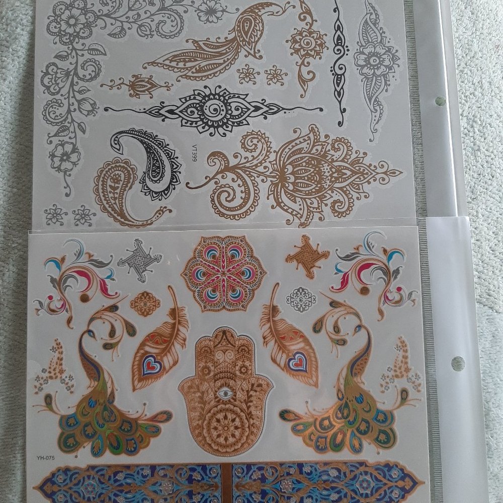 3 sheets Golden White Temporary Tattoo - Picture 5 of 15